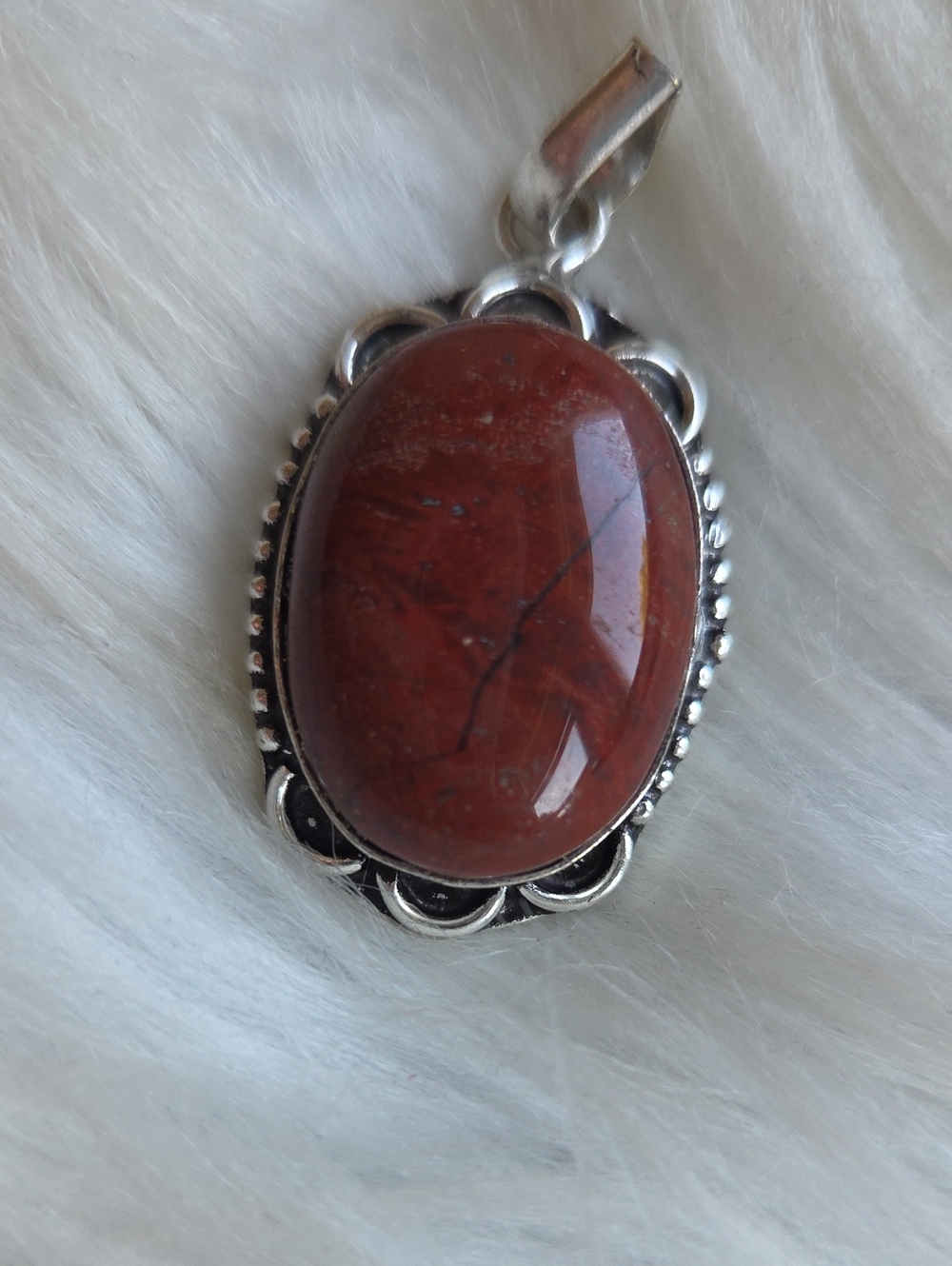 Red Jasper Silver Plated Gemstone Necklace Pendant